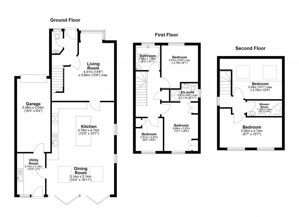 Floorplans For Rayleigh Close, Allington